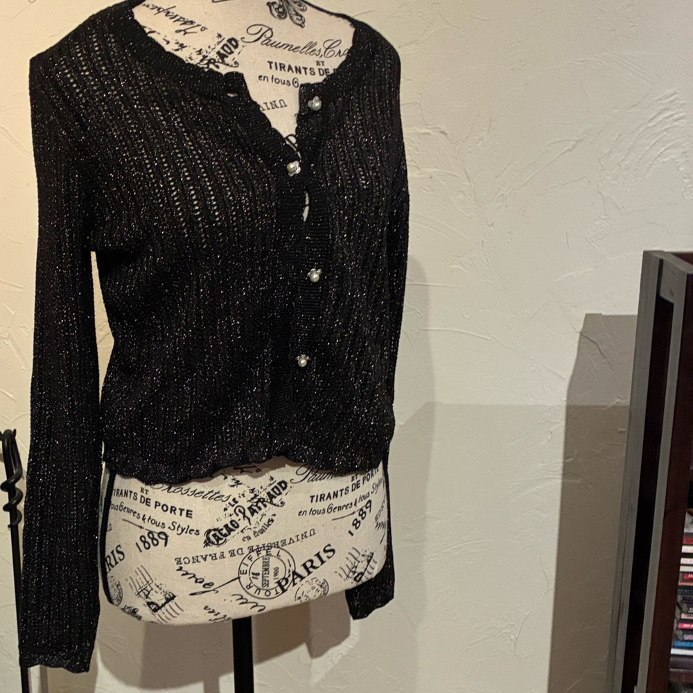 Taylor Women's Black Shimmer Cardigan